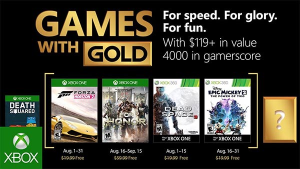 August 2018's Free Xbox Games With Gold Now Available