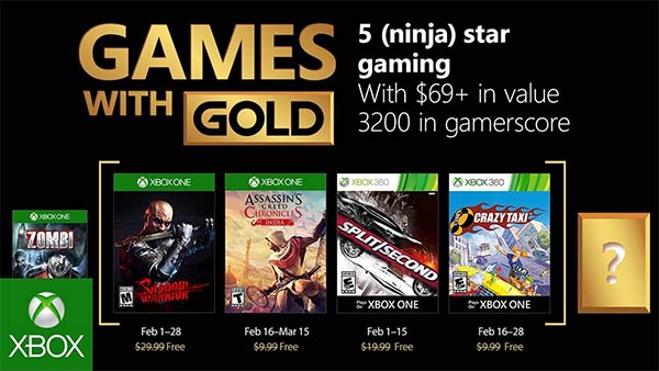 Xbox Games With Gold for February 2018 Revealed
